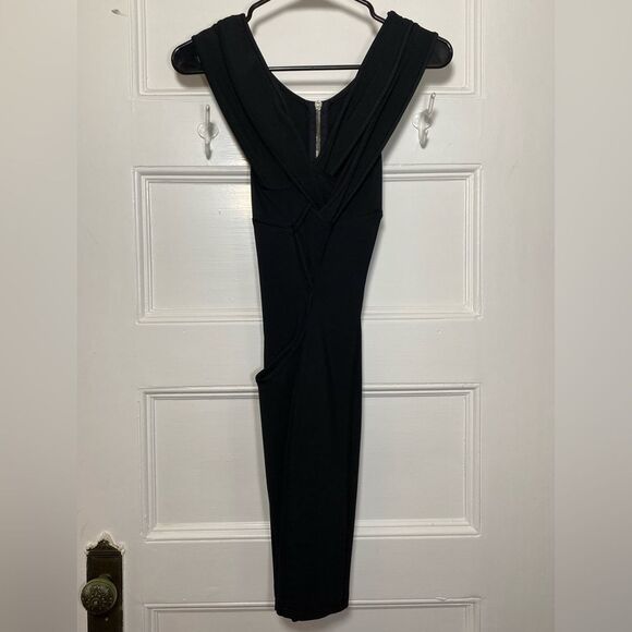 ALEXANDER WANG Bodycon Zipper Front Ponte Mini Dress Crisscross Back Black Sz 6 - Picture 10 of 13